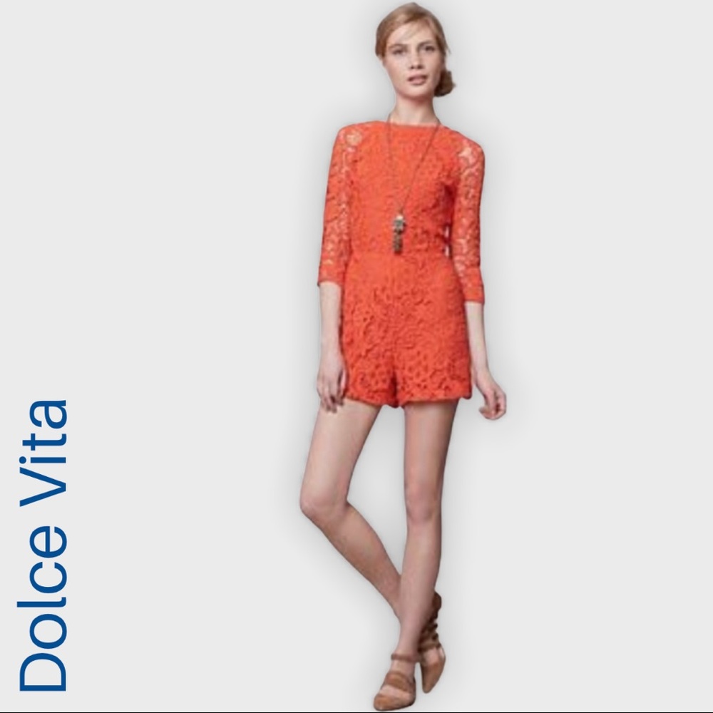 NWT Dolce Vita Coral Crochet Romper